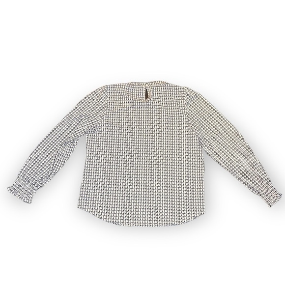 Adrianna Papell houndstooth blush/cream and black blouse size L - Picture 2 of 8
